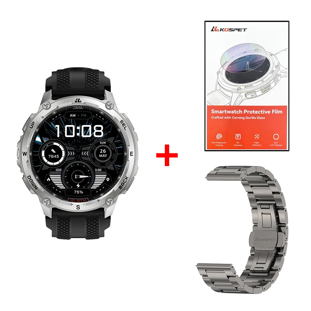 Tank T4 Smart Watch for Men Stainless Steel 6-Sat GPS Offline Maps 100M Waterproof 24/7 Health Monitor for Android Ios