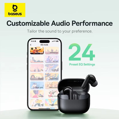 Bass EP10/BP1 NC -43Db Noise Cancelling ANC True Wireless Earbuds Bluetooth 6.0 In-Ear Wireless Earphones 4-Mics Ear Buds