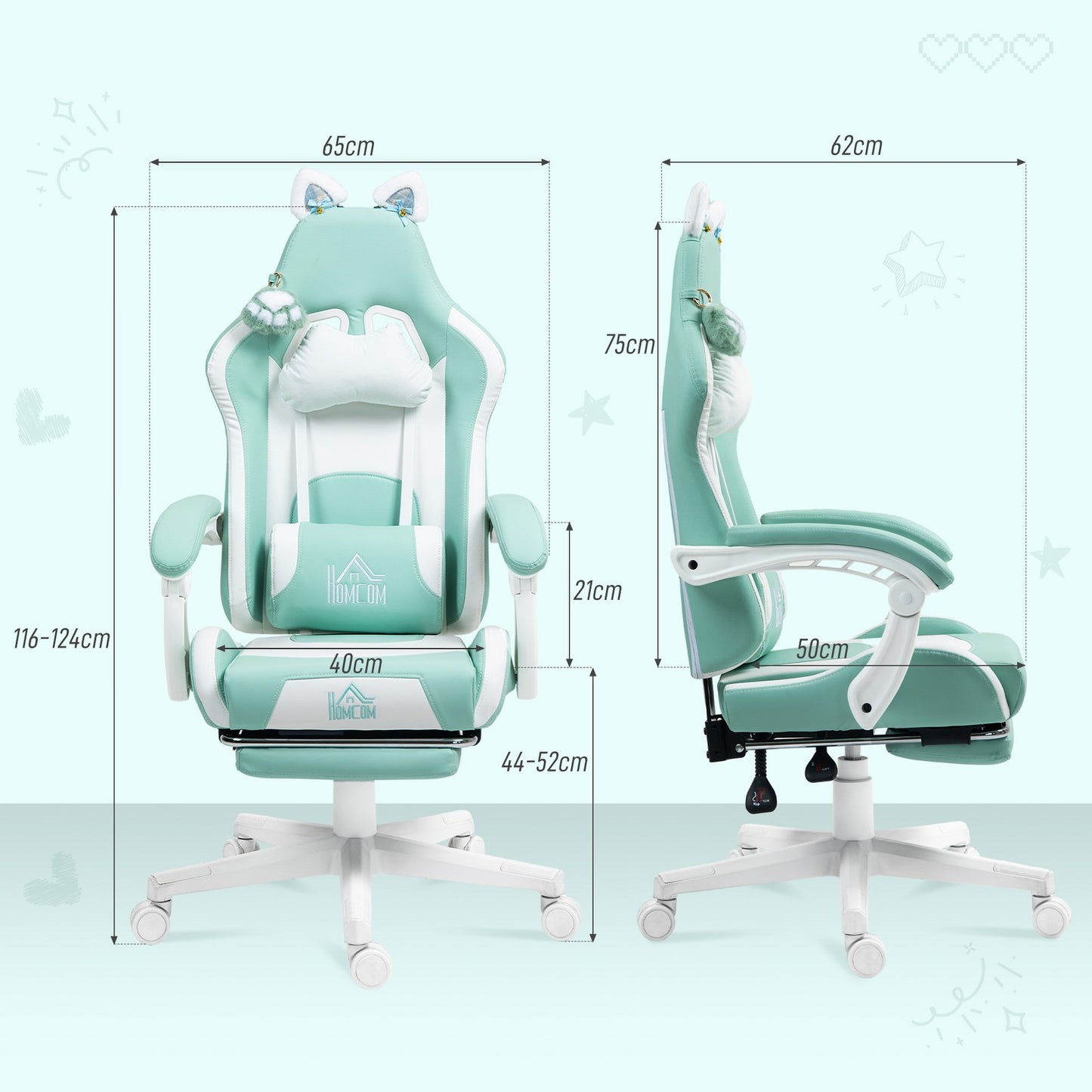 Gaming-Stuhl, Ergonomischer Gamer-Stuhl, Lendenwirbelst