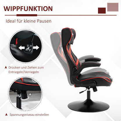 Gaming Stuhl Ergonomischer Computerstuhl Mit Wippfunktion Stahl Rot