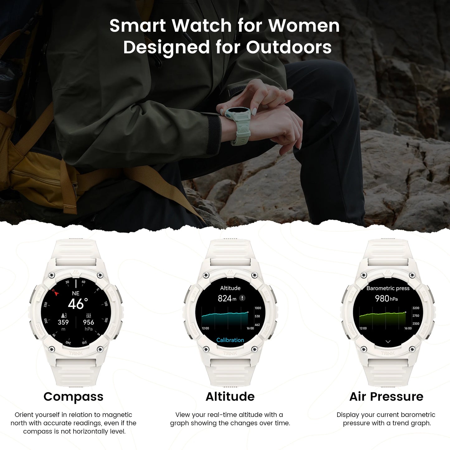 TANK S2 GPS Smart Watches for Women Altimeter Barometer Compass Bluetooth Call AMOLED IP69K Waterproof Digital Smartwatch