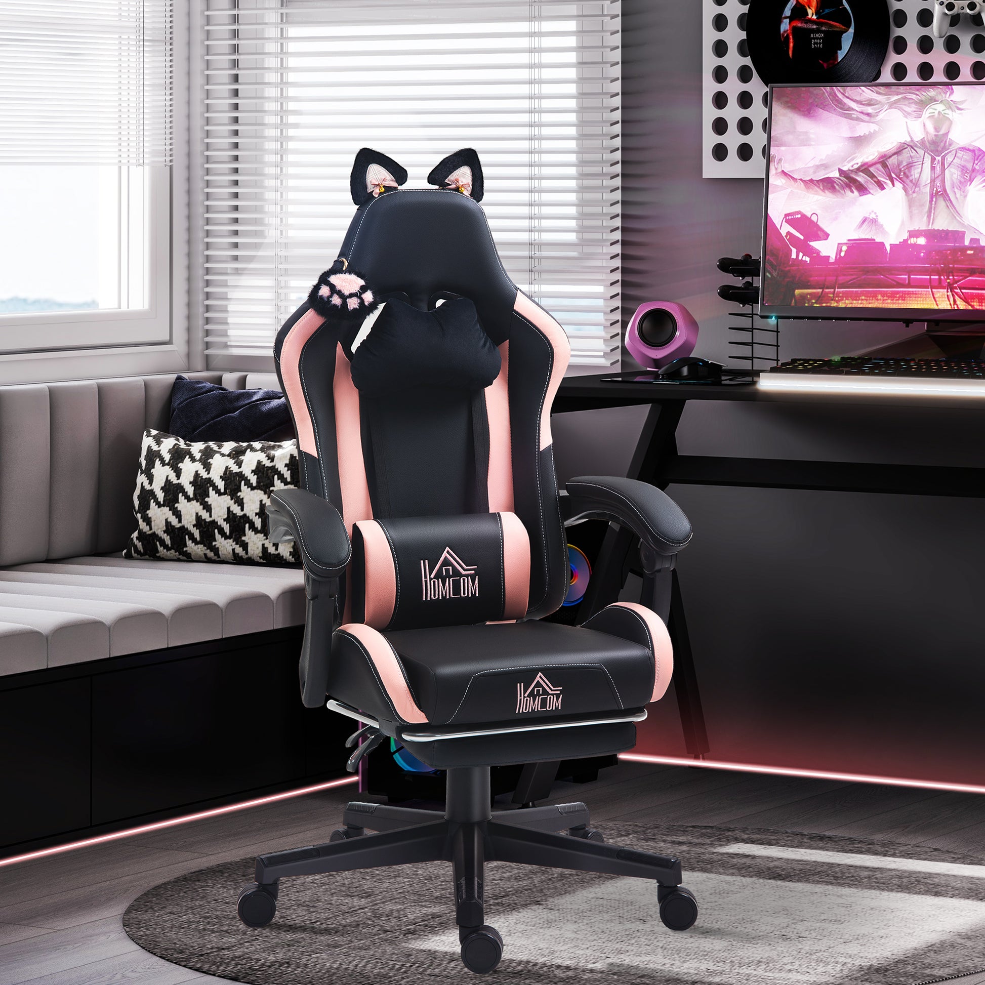 Gaming-Stuhl, Ergonomischer Gamer-Stuhl, Lendenwirbelst
