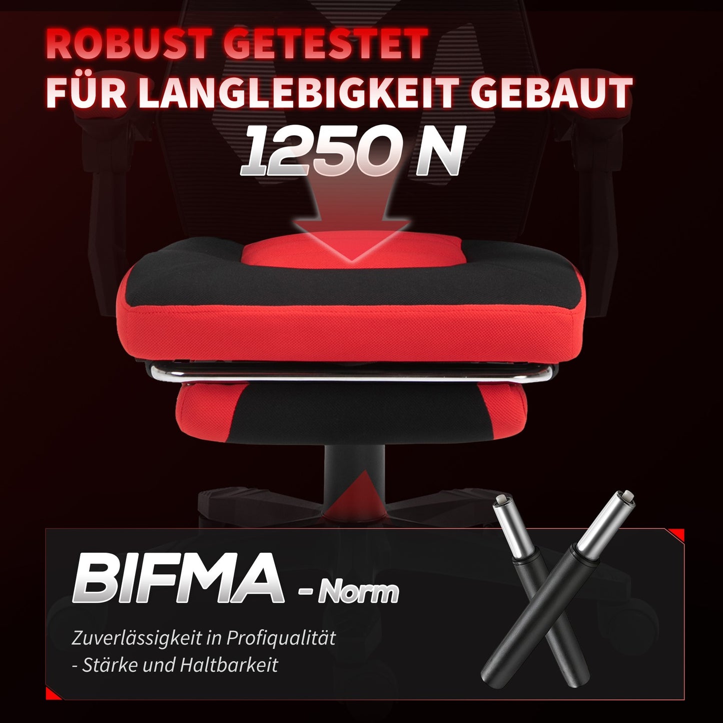 Ergonomischer Bürostuhl Gaming Stuhl Drehstuhl Mit Fußstütze Polyester Schwarz
