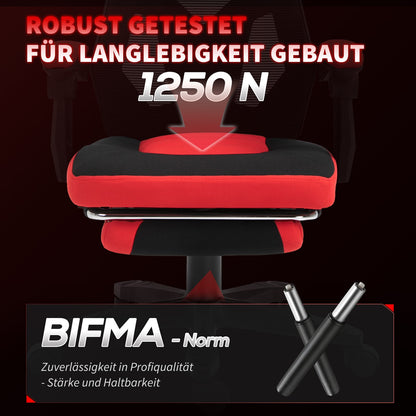 Ergonomischer Bürostuhl Gaming Stuhl Drehstuhl Mit Fußstütze Polyester Schwarz