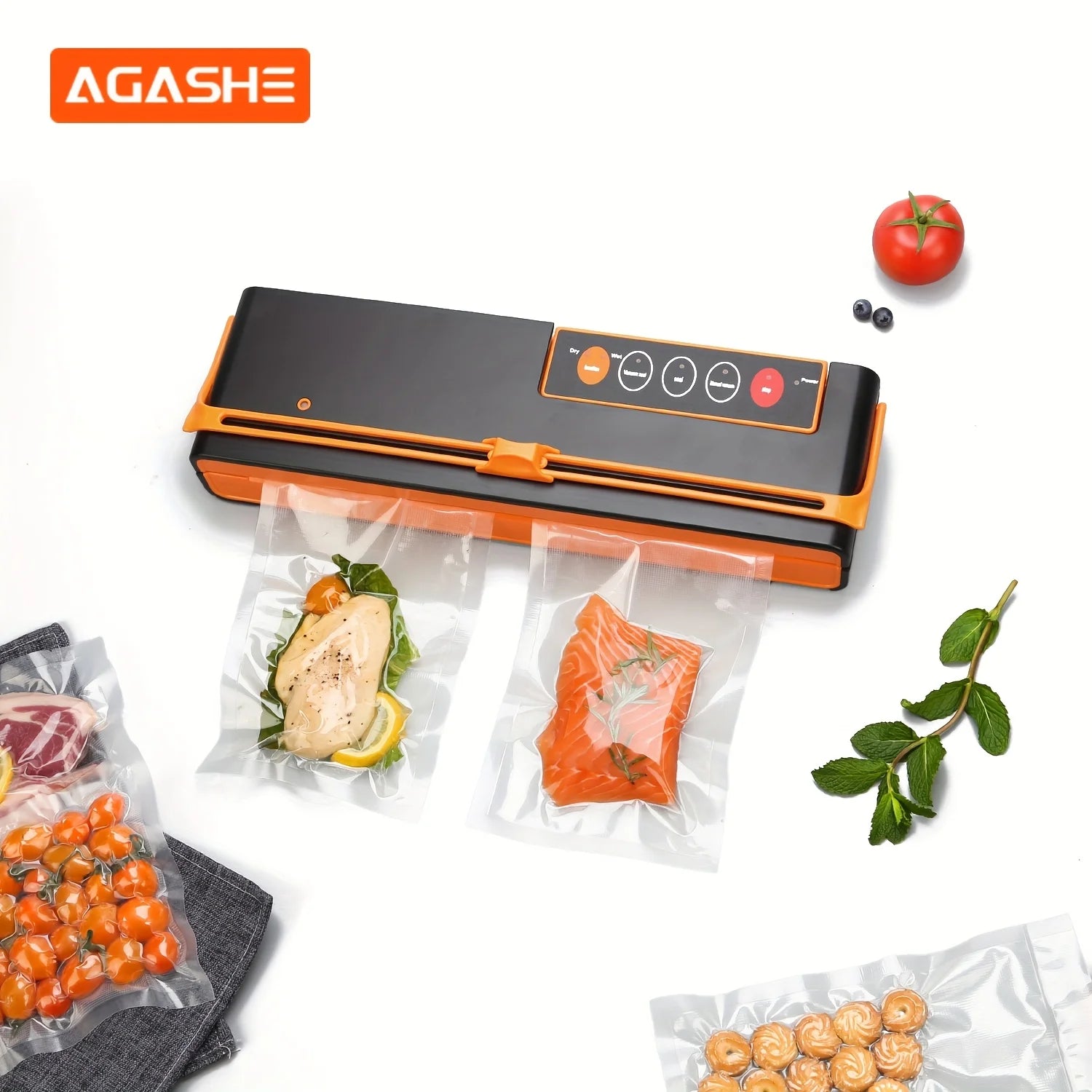 Vacuum Sealer Machine. High-Power, -70Kpa Suction. Bag Roll Holder. for 32Cm Bags. with Cutting Knife. Automatic.