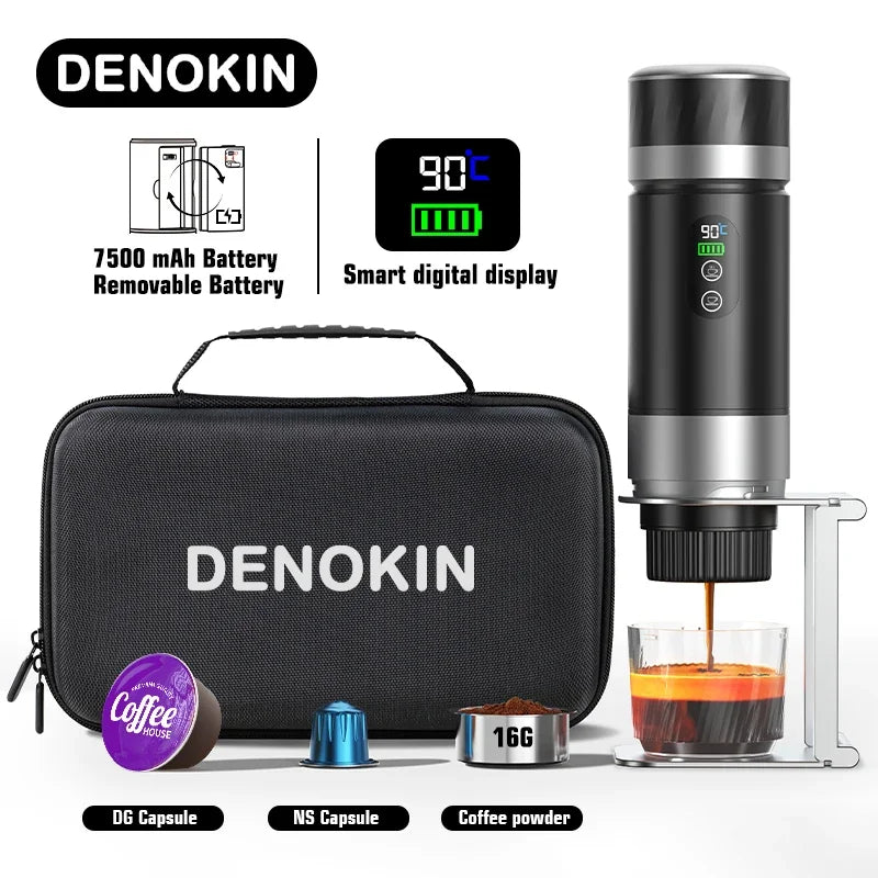 3-In-1 Portable Espresso Coffee Machine with Digital Display Removable Battery for Car & Home Camping Coffee Maker