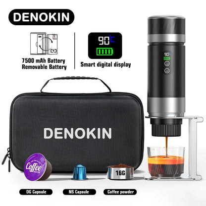 3-In-1 Portable Espresso Coffee Machine with Digital Display Removable Battery for Car & Home Camping Coffee Maker
