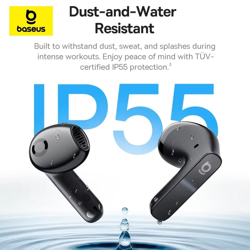 Bass BS1 NC -40Db Realtime Adaptive ANC Wireless Earbuds Bluetooth 6.0 Semi-Open Earphones LDAC Hi-Res Audio 6-Mic AI ENC