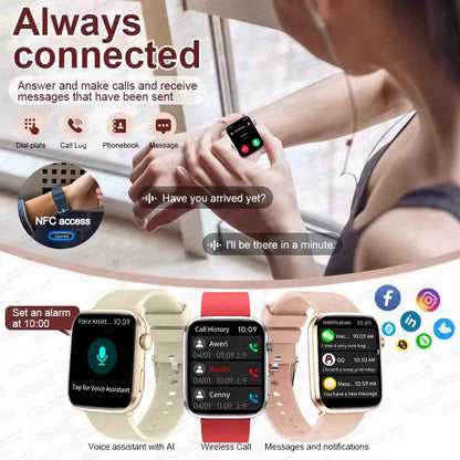 2025 New Women Men AI Smart Diagnosis Watch HRV+PPG Blood Pressure Heart Rate Health Monitor IP68 NFC Fashion Sports Smartwatchs