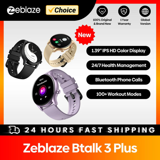 New  Btalk 3 plus Voice Calling Smart Watch 1.39'' Large HD Color Display Fitness Tracking Smartwatch for Men and Ladies