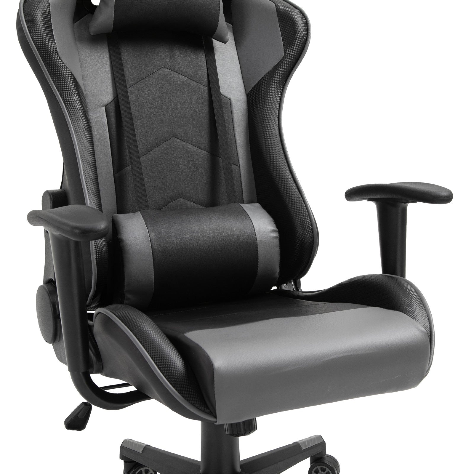 Ergonomischer Bürostuhl Gaming Stuhl Kunstleder Schaumstoff Schwarz
