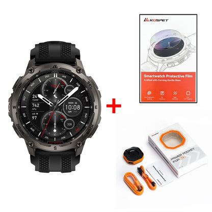 Tank T4 Smart Watch for Men Stainless Steel 6-Sat GPS Offline Maps 100M Waterproof 24/7 Health Monitor for Android Ios