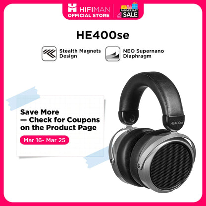 HE400SE Stealth Magnets Over-Ear Open-Back Full-Size Planar Magnetic Wired Headphones