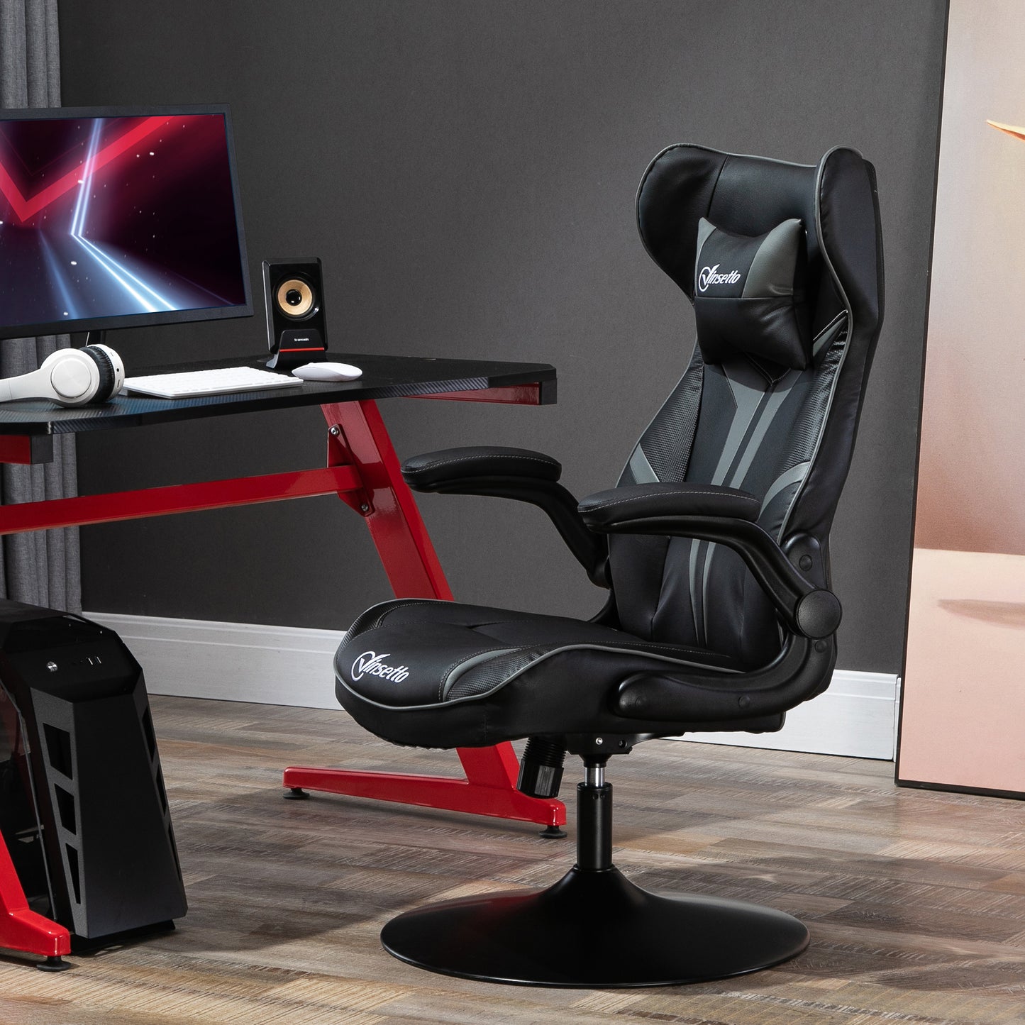 Gaming Stuhl Ergonomischer Computerstuhl Mit Wippfunktion Stahl Rot