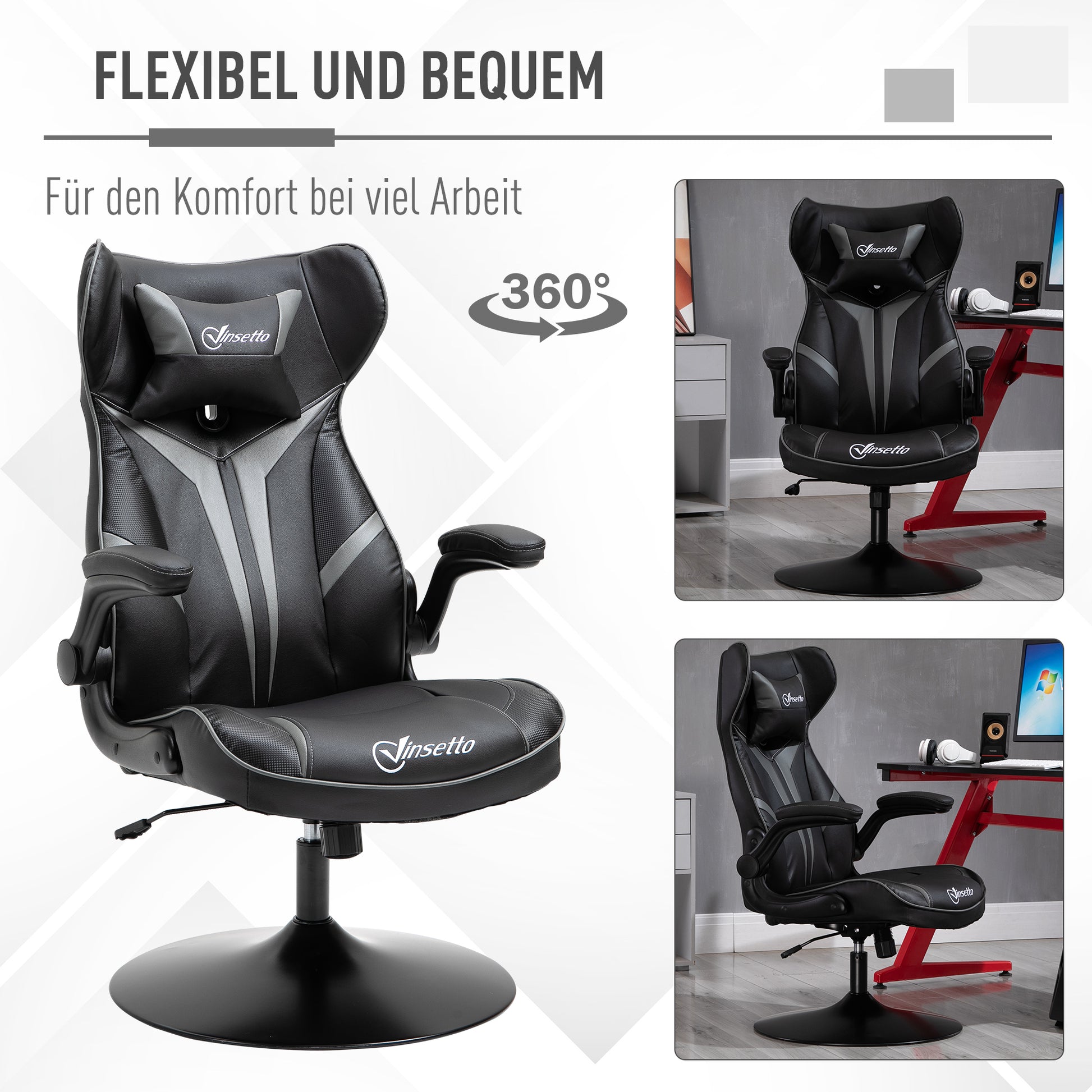 Gaming Stuhl Ergonomischer Computerstuhl Mit Wippfunktion Stahl Rot