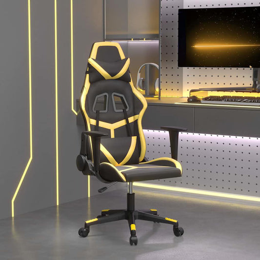 Gaming-Stuhl Mit Massagefunktion Schwarz & Golden Kunstleder