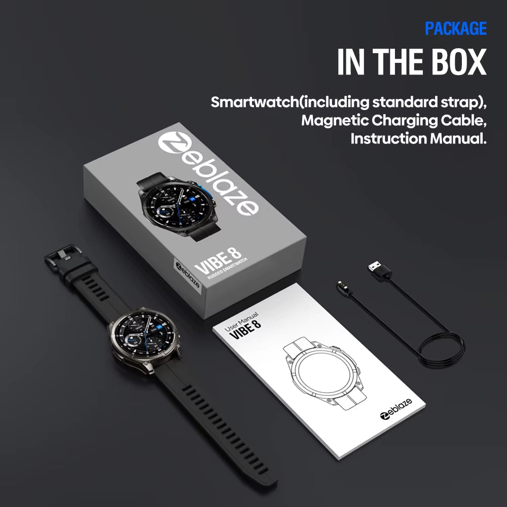 NEW 2025  VIBE 8 Voice Calling 1.43" AMOLED Display Smart Watch Built-In Flashlight Heart Rate Blood Pressure Smart Watch