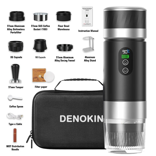 3-In-1 Portable Espresso Coffee Machine with Digital Display Removable Battery for Car & Home Camping Coffee Maker