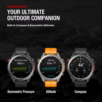 NEW  Stratos 4 GPS Smart Watch 1.43 AMOLED Display Built-In Compass Barometric Altimeter Flashlight Voice Call Smartwatch