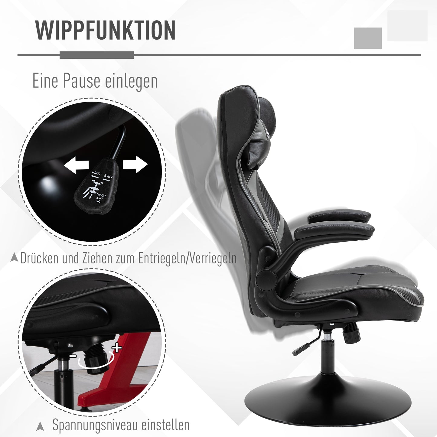 Gaming Stuhl Ergonomischer Computerstuhl Mit Wippfunktion Stahl Rot