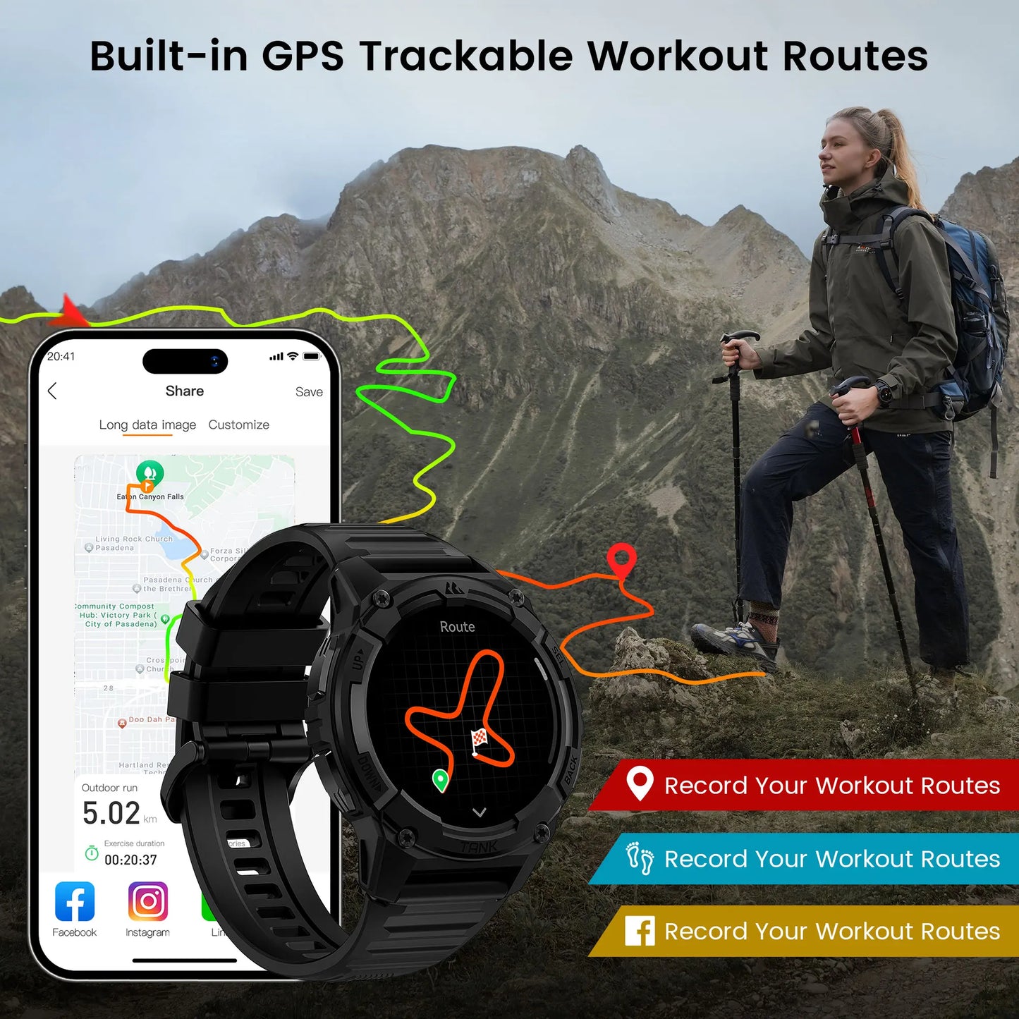 TANK S2 GPS Smart Watches for Women Altimeter Barometer Compass Bluetooth Call AMOLED IP69K Waterproof Digital Smartwatch