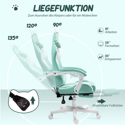 Gaming-Stuhl, Ergonomischer Gamer-Stuhl, Lendenwirbelst