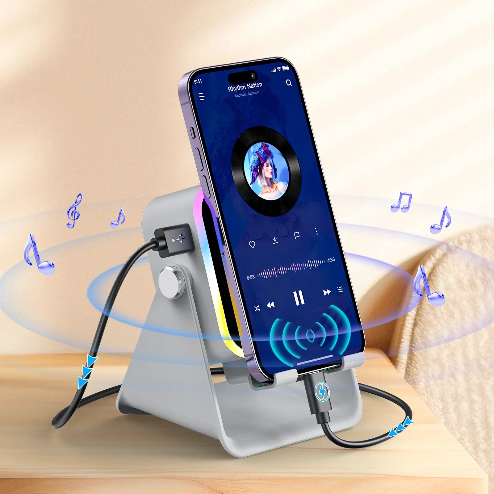 Multifunktionaler Handyhalter mit Lautsprecher
