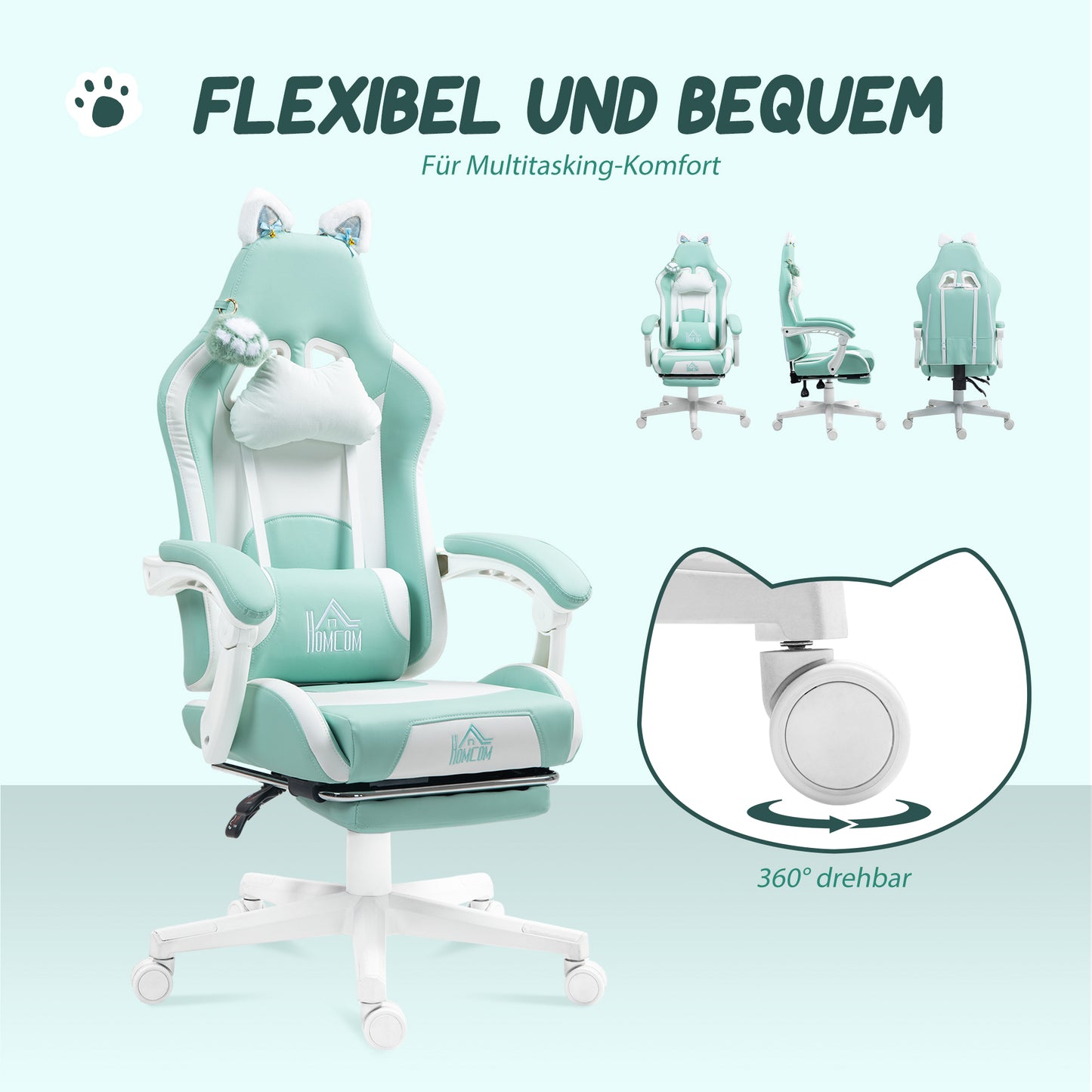 Gaming-Stuhl, Ergonomischer Gamer-Stuhl, Lendenwirbelst
