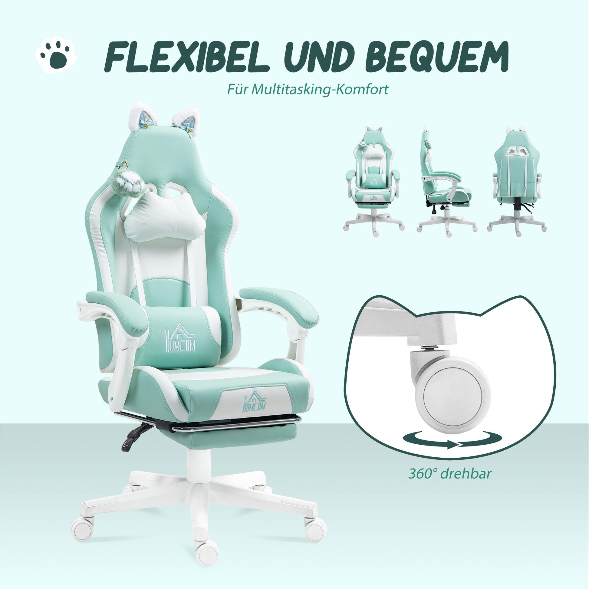 Gaming-Stuhl, Ergonomischer Gamer-Stuhl, Lendenwirbelst