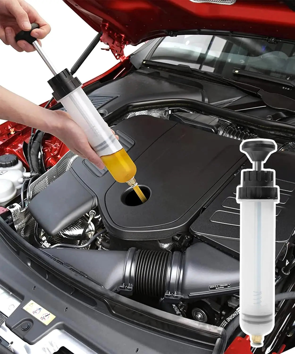 500CC Oil Extractor Pump,Car Accessories Oil Extractor,Automotive Manual Fluid Extractor Pump with 2 Transparent Hose,Used for P