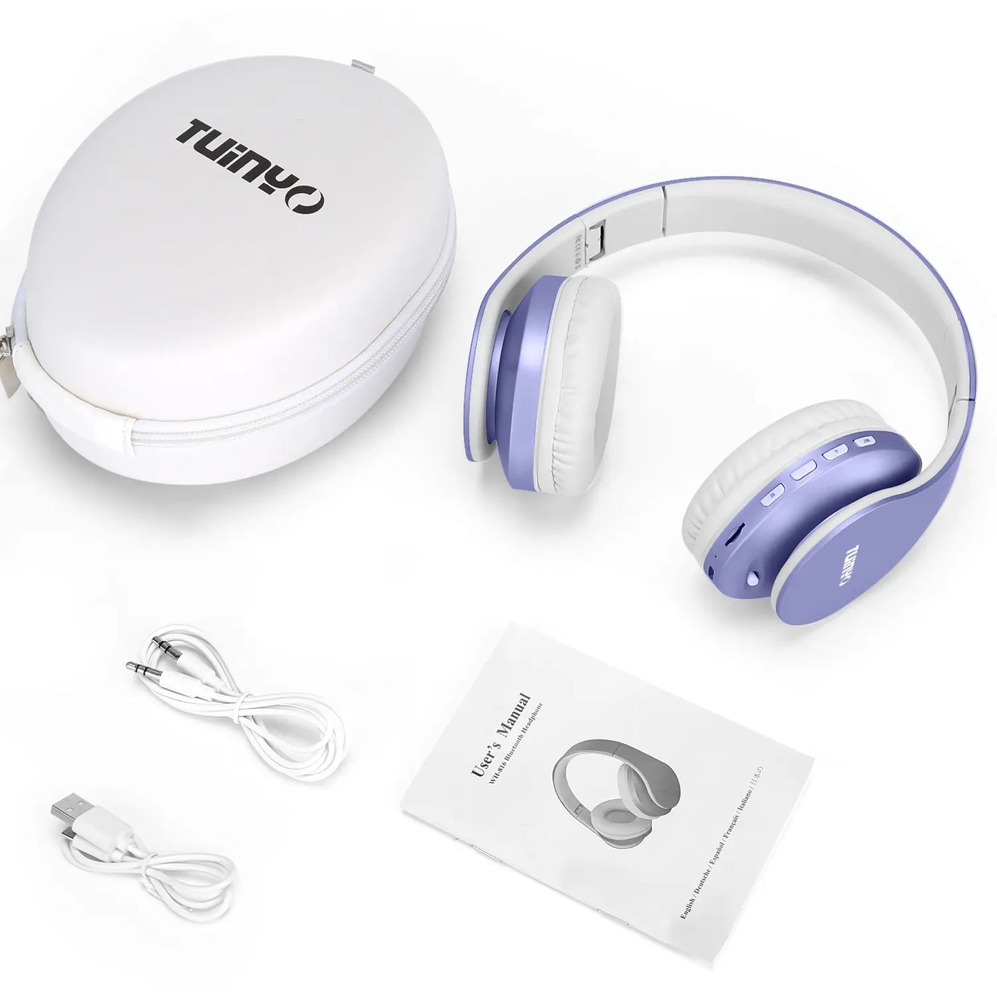 TUINYO Wireless Over-Ear Bluetooth Kopfhörer mit Mikrofon – Faltbar | Lila