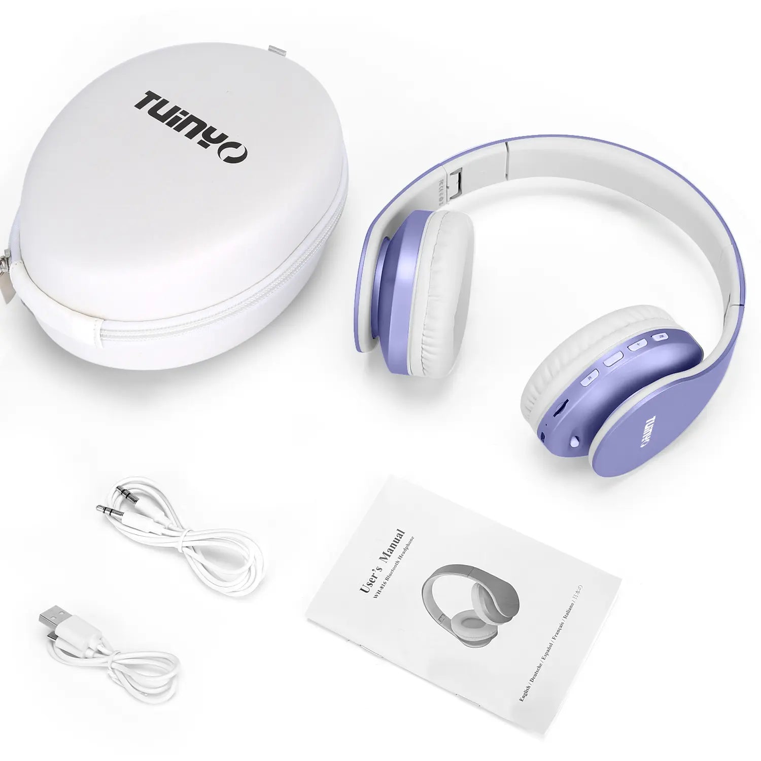 TUINYO Wireless Over-Ear Bluetooth Kopfhörer mit Mikrofon – Faltbar | Lila