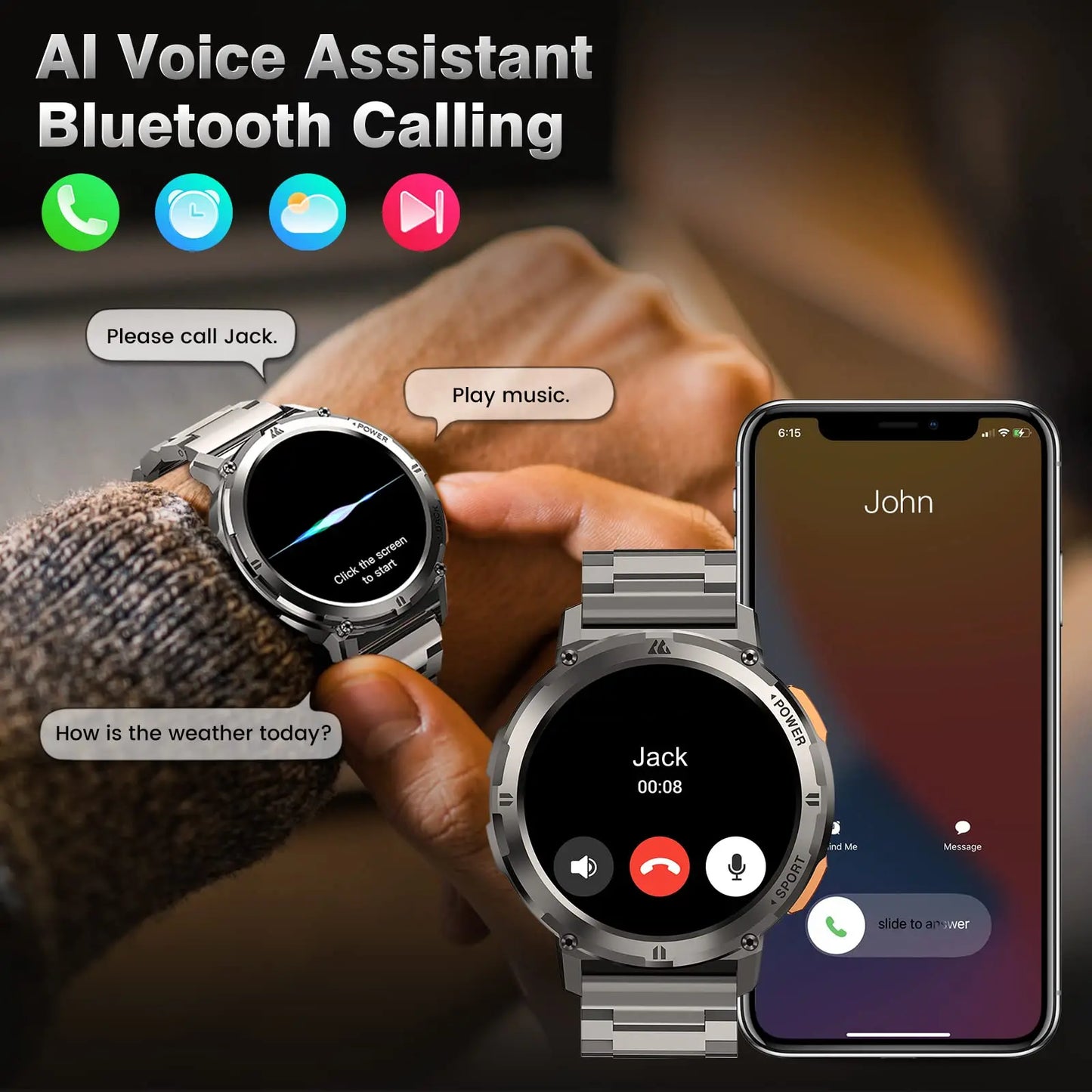 2025 Original  TANK T2 Smart Watches for Men Watches AMOLED AOD Smartwatch Bluetooth Call Electronic Men'S Smart Watch