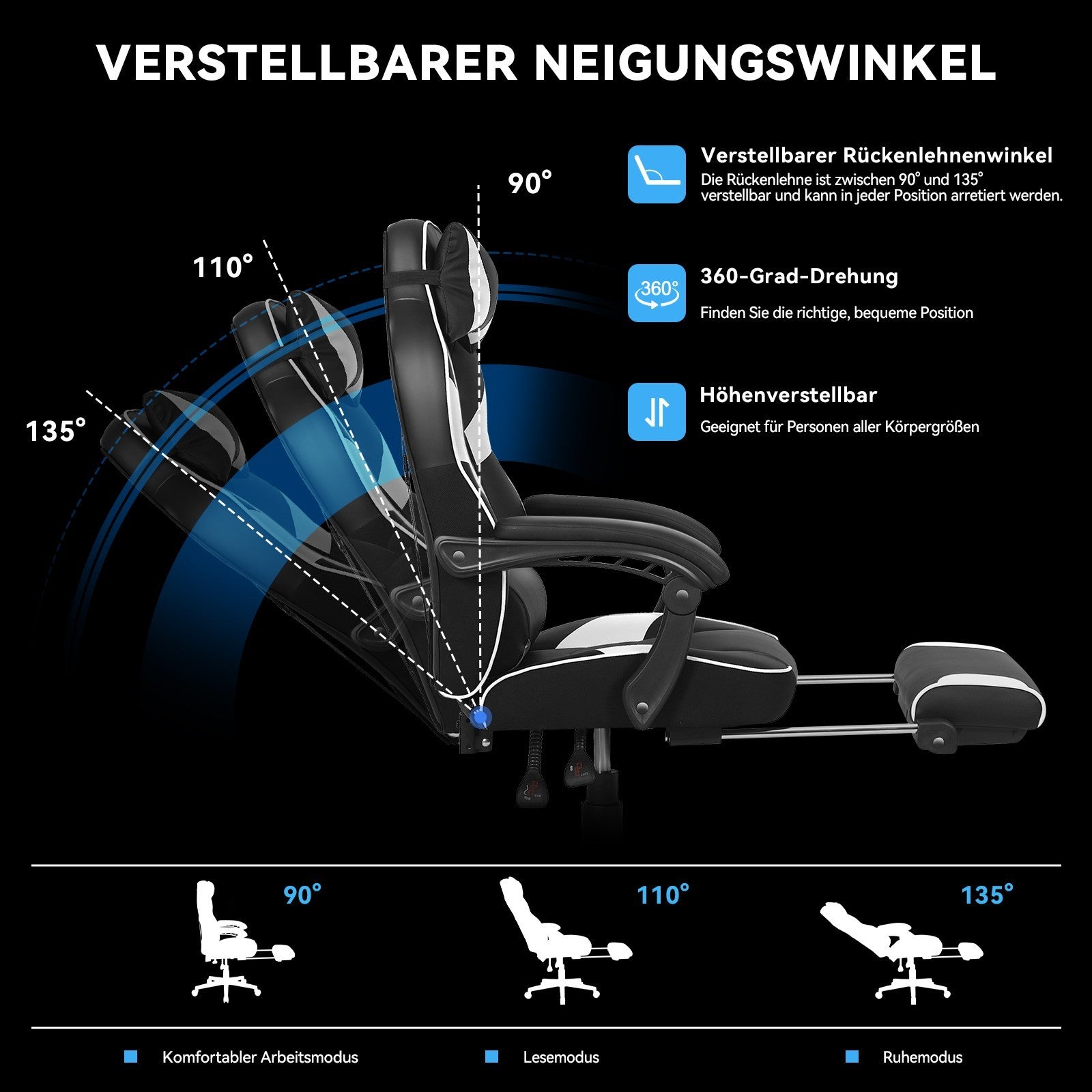 Massage Gaming Stuhl Bürostuhl Drehstuhl Chefsessel Schreibtischst