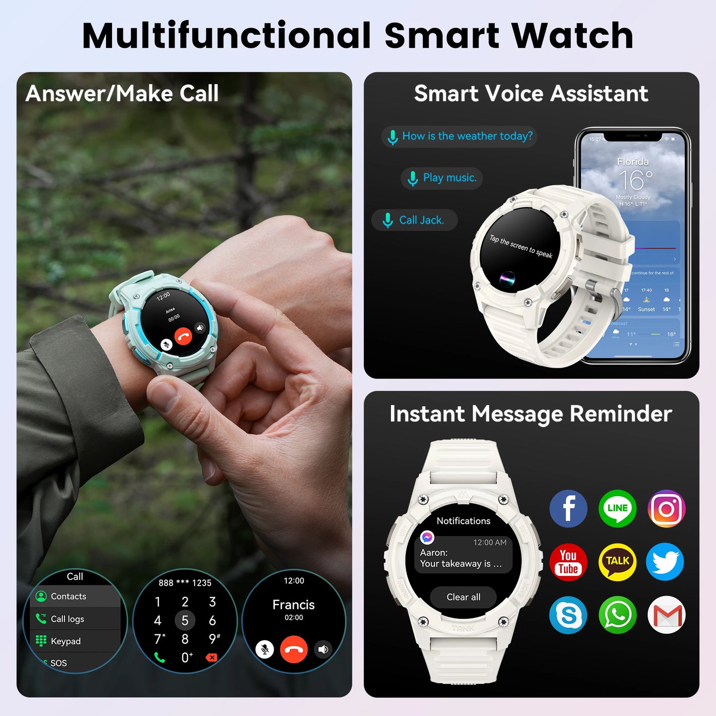 TANK S2 GPS Smart Watches for Women Altimeter Barometer Compass Bluetooth Call AMOLED IP69K Waterproof Digital Smartwatch