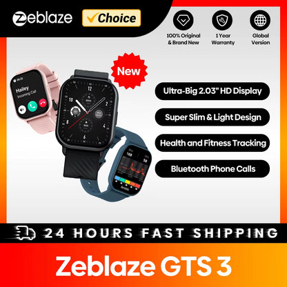 New  GTS 3 Voice Calling Smart Watch Ultra-Big 2.03'' HD Screen 24H Health Monitor 100+ Sports Modes 200+ Watch Faces