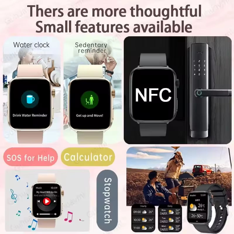 2025 New Women Men AI Smart Diagnosis Watch HRV+PPG Blood Pressure Heart Rate Health Monitor IP68 NFC Fashion Sports Smartwatchs