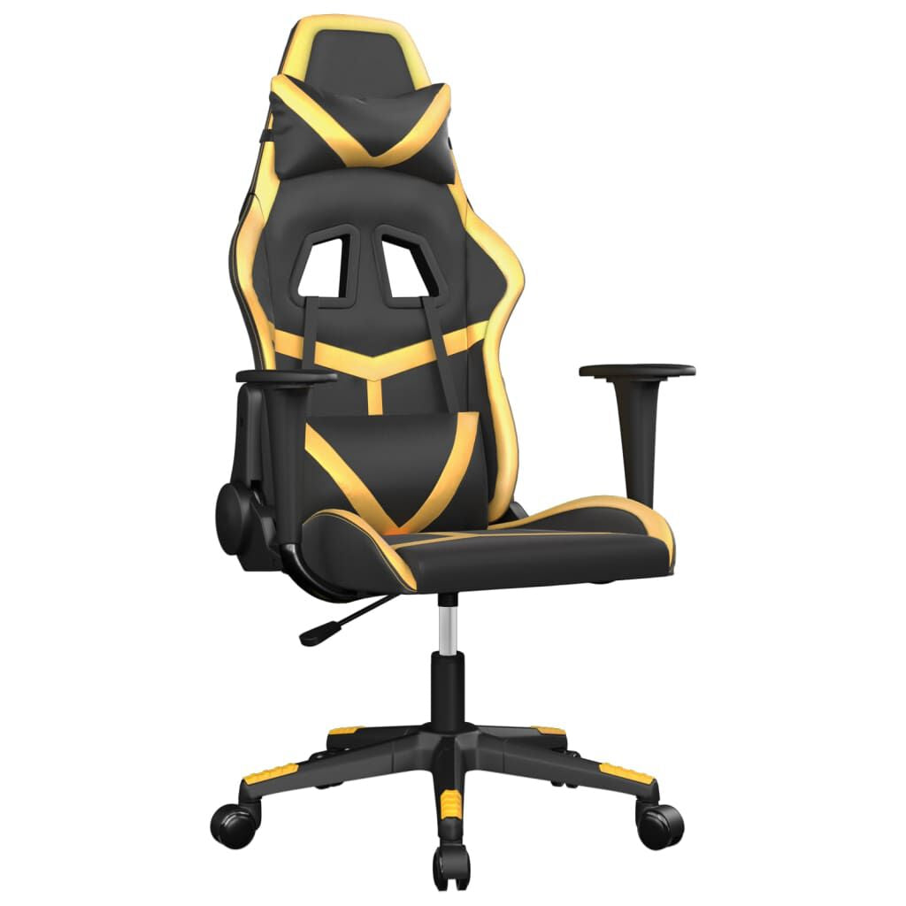 Gaming-Stuhl Mit Massagefunktion Schwarz & Golden Kunstleder