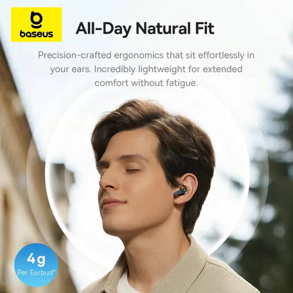 Bass BS1 NC -40Db Realtime Adaptive ANC Wireless Earbuds Bluetooth 6.0 Semi-Open Earphones LDAC Hi-Res Audio 6-Mic AI ENC