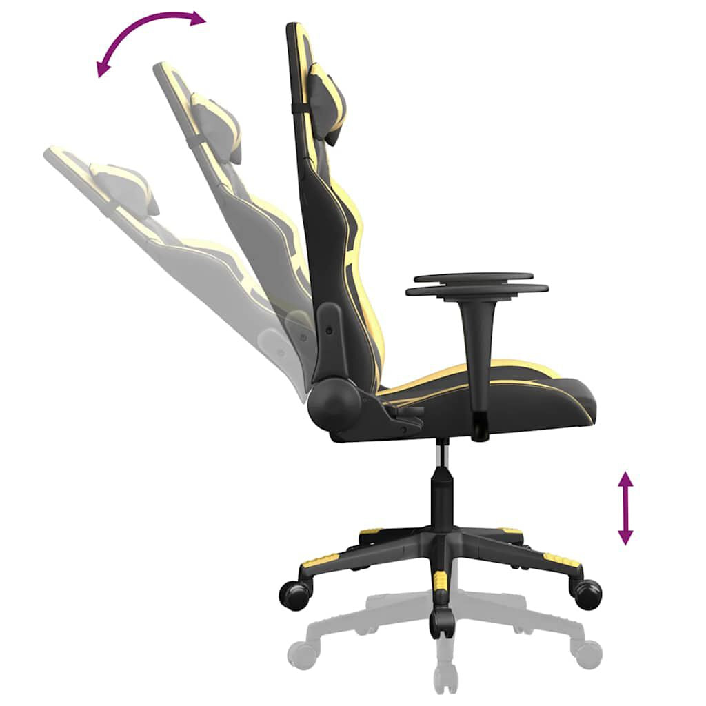 Gaming-Stuhl Mit Massagefunktion Schwarz & Golden Kunstleder