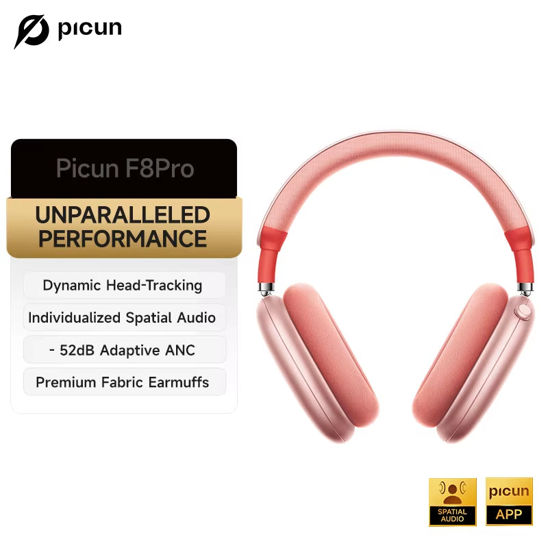 F8 Pro ANC Wireless Headphones 3D Spatial Audio Head Tracking -52Db ANC HIFI Bluetooth Headset ENC HD Mic Low-Latency APP