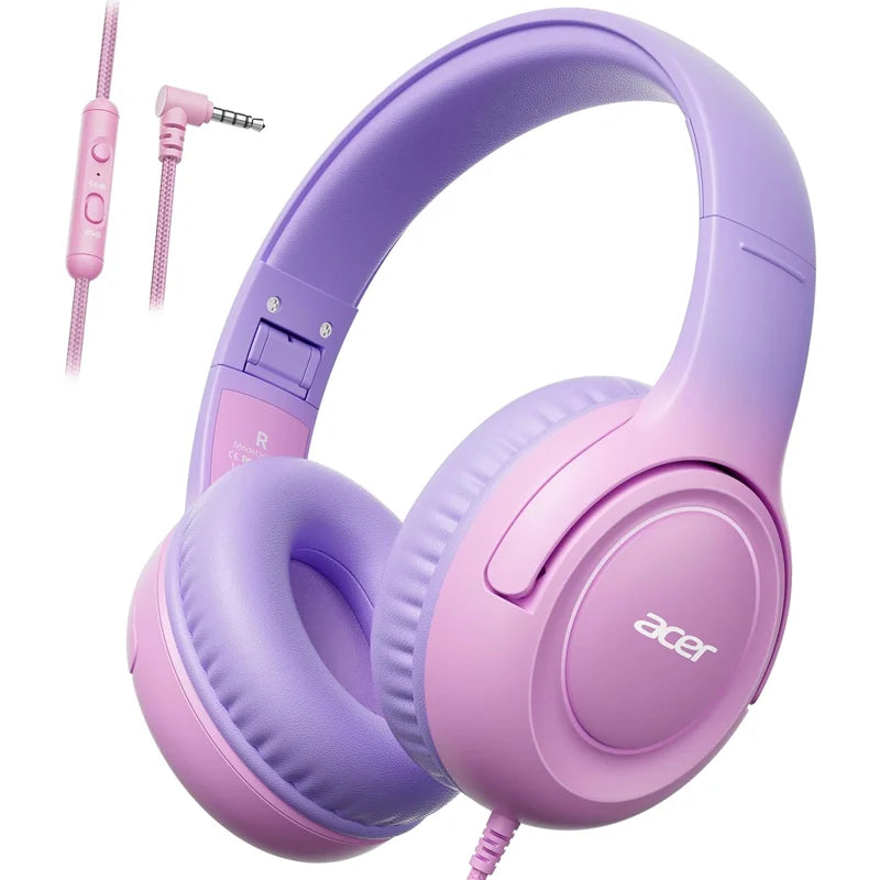 Kids Headphones Wired for School 85/94Db Volume Limiter Foldable Stereo Sound Headset for Kids Learning Tablet Ipad PC