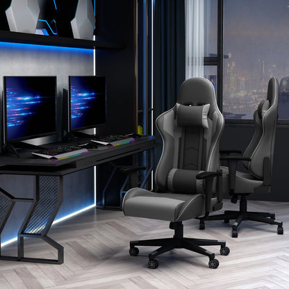 Ergonomischer Bürostuhl Gaming Stuhl Kunstleder Schaumstoff Schwarz
