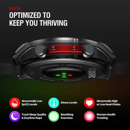NEW  Stratos 4 GPS Smart Watch 1.43 AMOLED Display Built-In Compass Barometric Altimeter Flashlight Voice Call Smartwatch