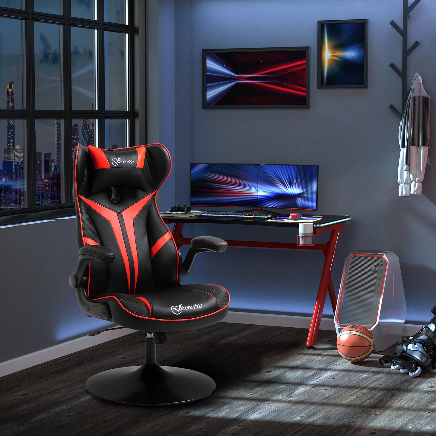 Gaming Stuhl Ergonomischer Computerstuhl Mit Wippfunktion Stahl Rot