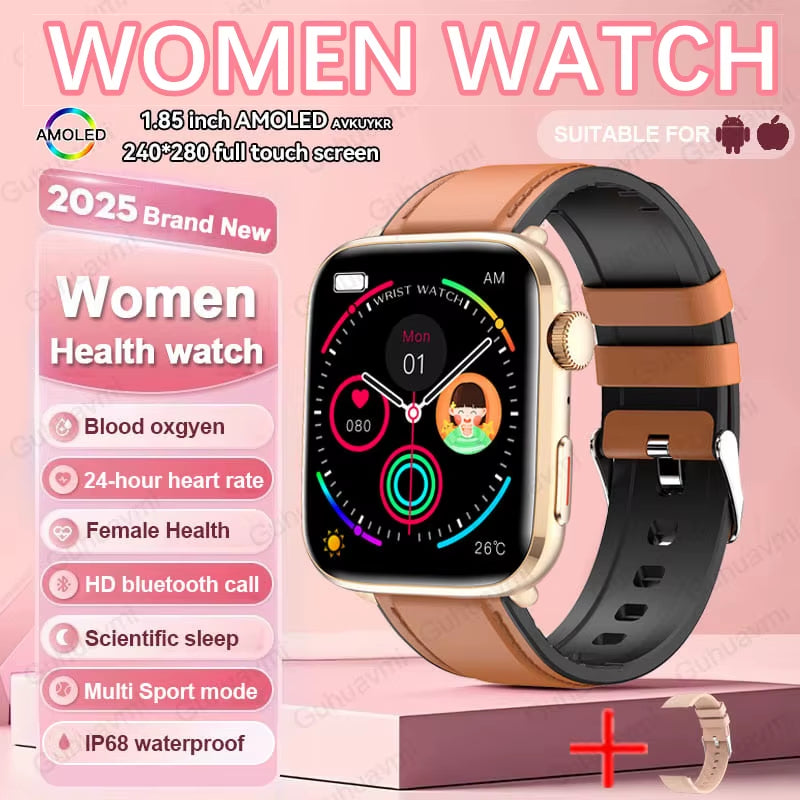 2025 New Women Men AI Smart Diagnosis Watch HRV+PPG Blood Pressure Heart Rate Health Monitor IP68 NFC Fashion Sports Smartwatchs