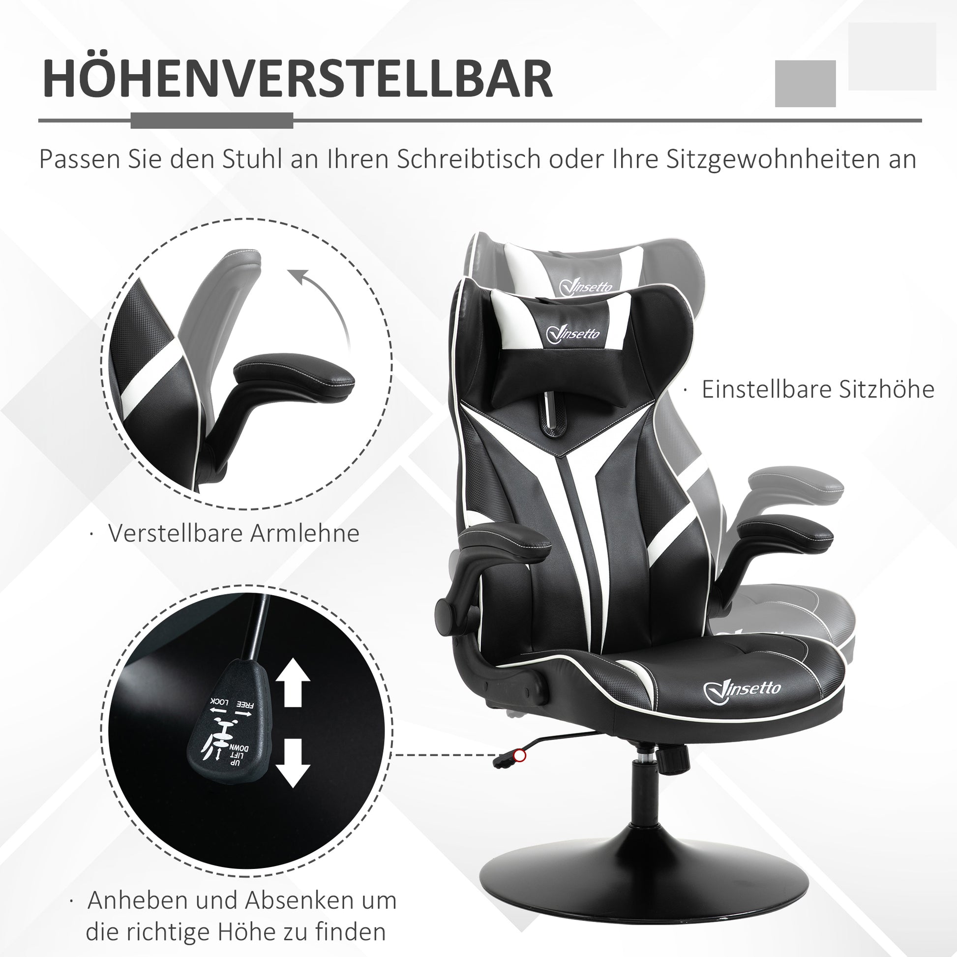 Gaming Stuhl Ergonomischer Computerstuhl Mit Wippfunktion Stahl Rot