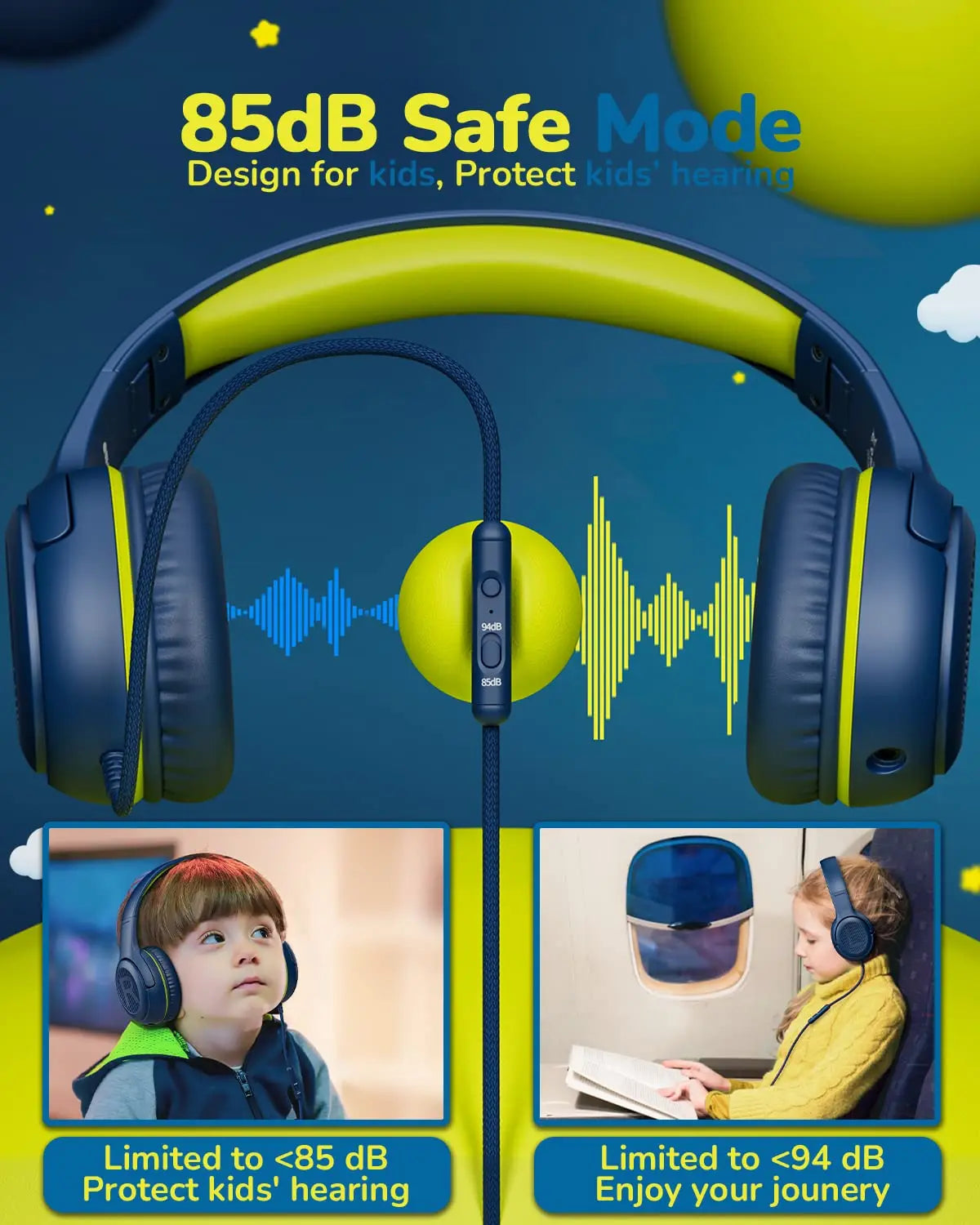 AWATRUE AT2 Headset,3.5Mm Surround Stereo Gaming Headphones with Mic Soft Memory Earmuffs for Pc,Laptop,Kids for School Toddler