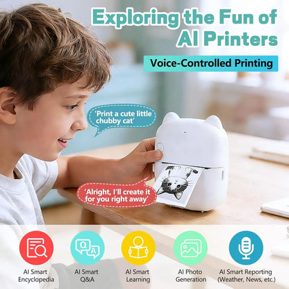 AI Mini Drucker mit App & Sprachsteuerung für Kinder