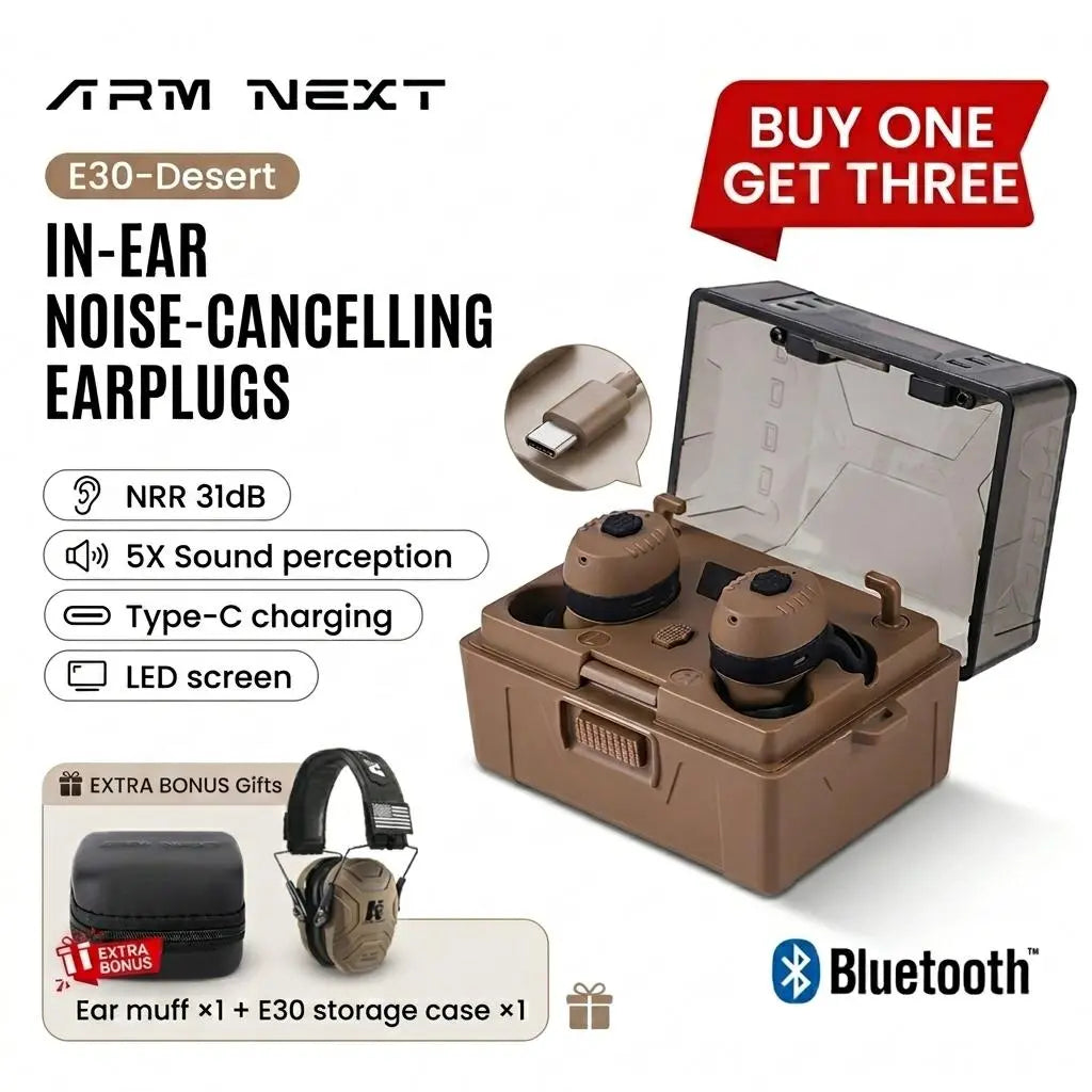 Elevate Your Outdoor Experience with ARM NEXT FieldOps E30 Tactical Earbuds - Wireless Hearing Protection with Bluetooth, 31dB Noise Reduction, and 50-Hour Playtime!